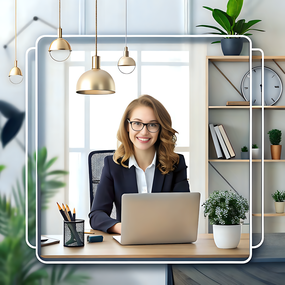 欧美美女办公室商务写真摄影图片